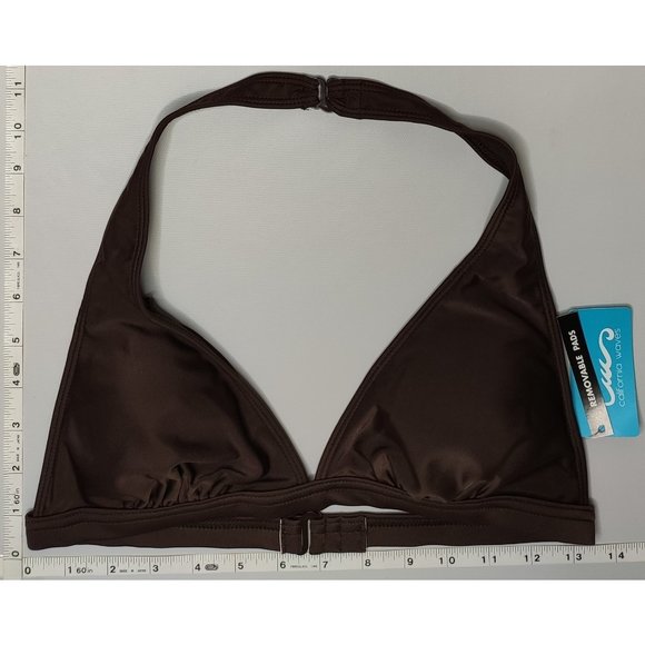 NWT California Waves Halter Brown bikini Top - Picture 1 of 5